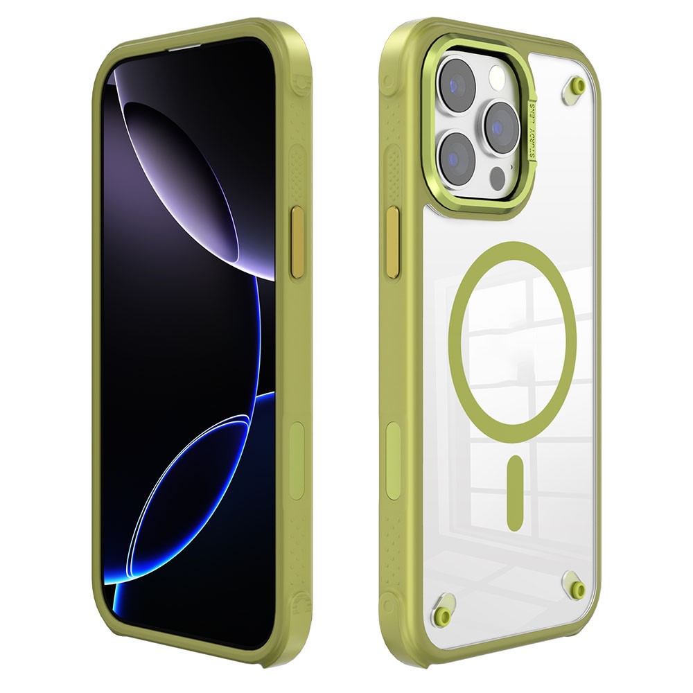For iPhone 16 Pro Max Case Compatible with MagSafe Corner Protection PC + TPU Clear Back Cover - Green