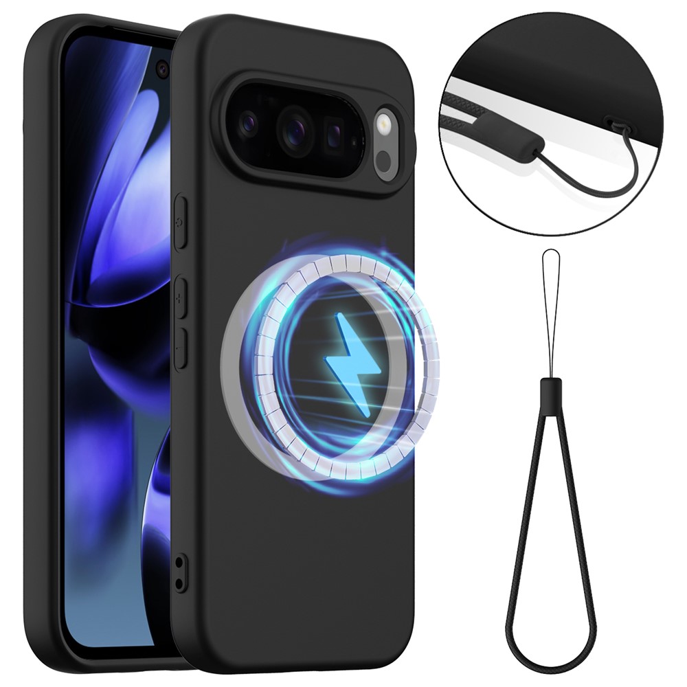 For Google Pixel 10 Pro XL Case Compatible with MagSafe Anti-Drop Liquid Silicone Phone Cover - Black