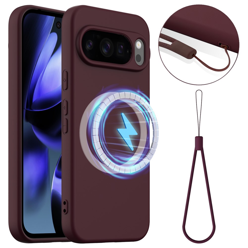 For Google Pixel 10 Pro / Pixel 10 Case Compatible with MagSafe Anti-Drop Liquid Silicone Phone Cover - Wine Red