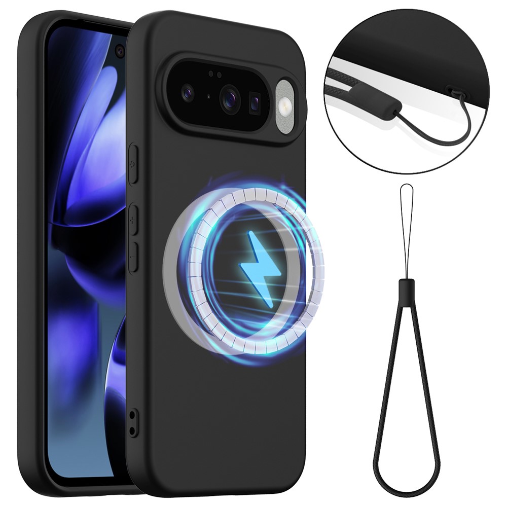 For Google Pixel 10 Case Compatible with MagSafe Anti-Drop Liquid Silicone Phone Cover - Black