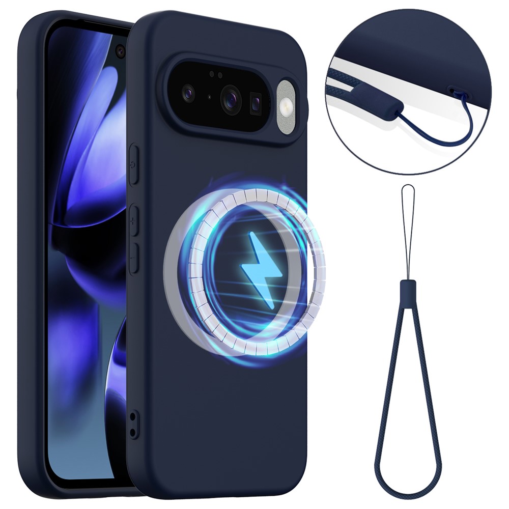 For Google Pixel 10 Case Compatible with MagSafe Anti-Drop Liquid Silicone Phone Cover - Dark Blue