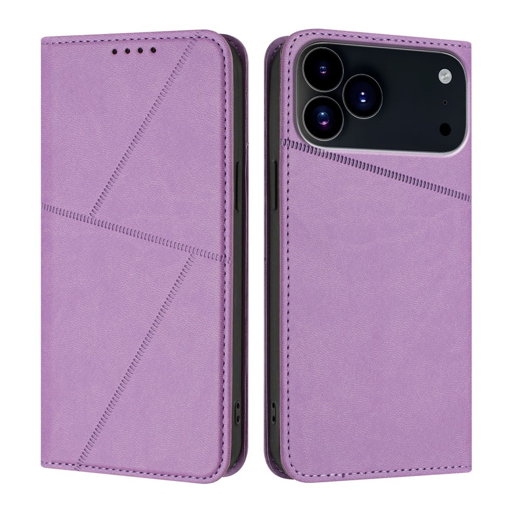 For iPhone 17 Pro Wallet Case Magnetic Closure Leather Flip Phone Cover with Stand - Purple