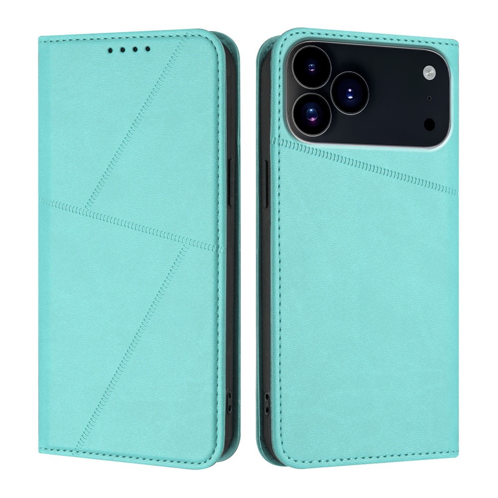 For iPhone 17 Pro Max Wallet Case Magnetic Closure Leather Flip Phone Cover with Stand - Light Blue