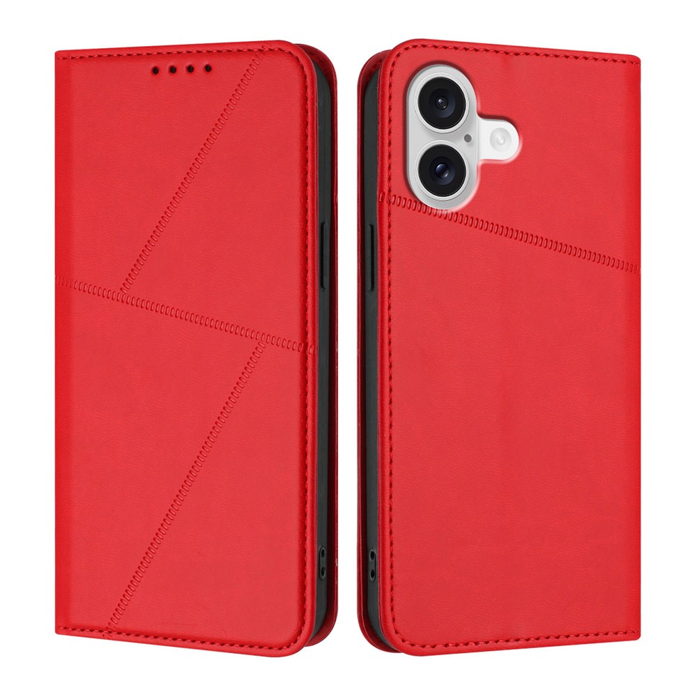 For iPhone 17 Wallet Case Magnetic Closure Leather Flip Phone Cover with Stand - Red