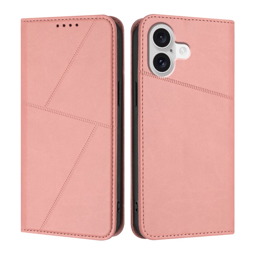 For iPhone 17 Wallet Case Magnetic Closure Leather Flip Phone Cover with Stand - Pink