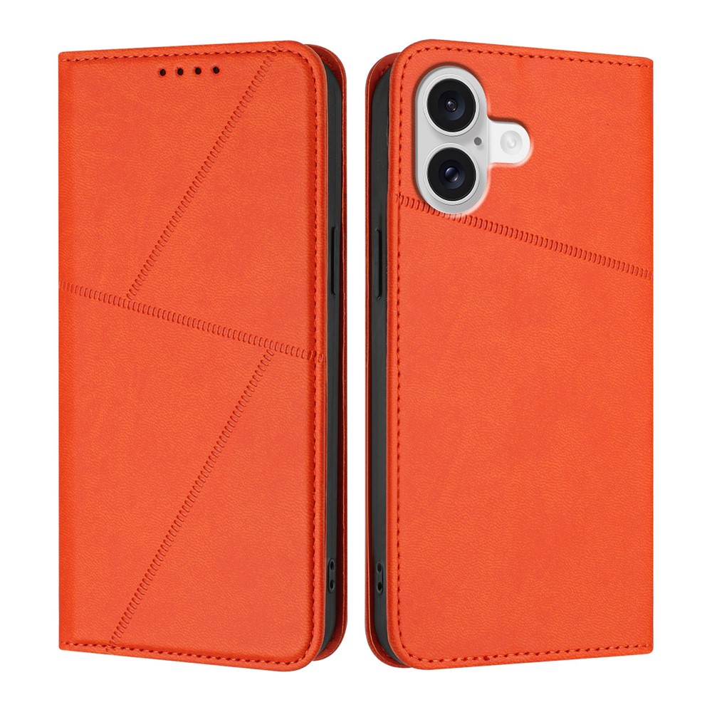 For iPhone 17 Wallet Case Magnetic Closure Leather Flip Phone Cover with Stand - Orange