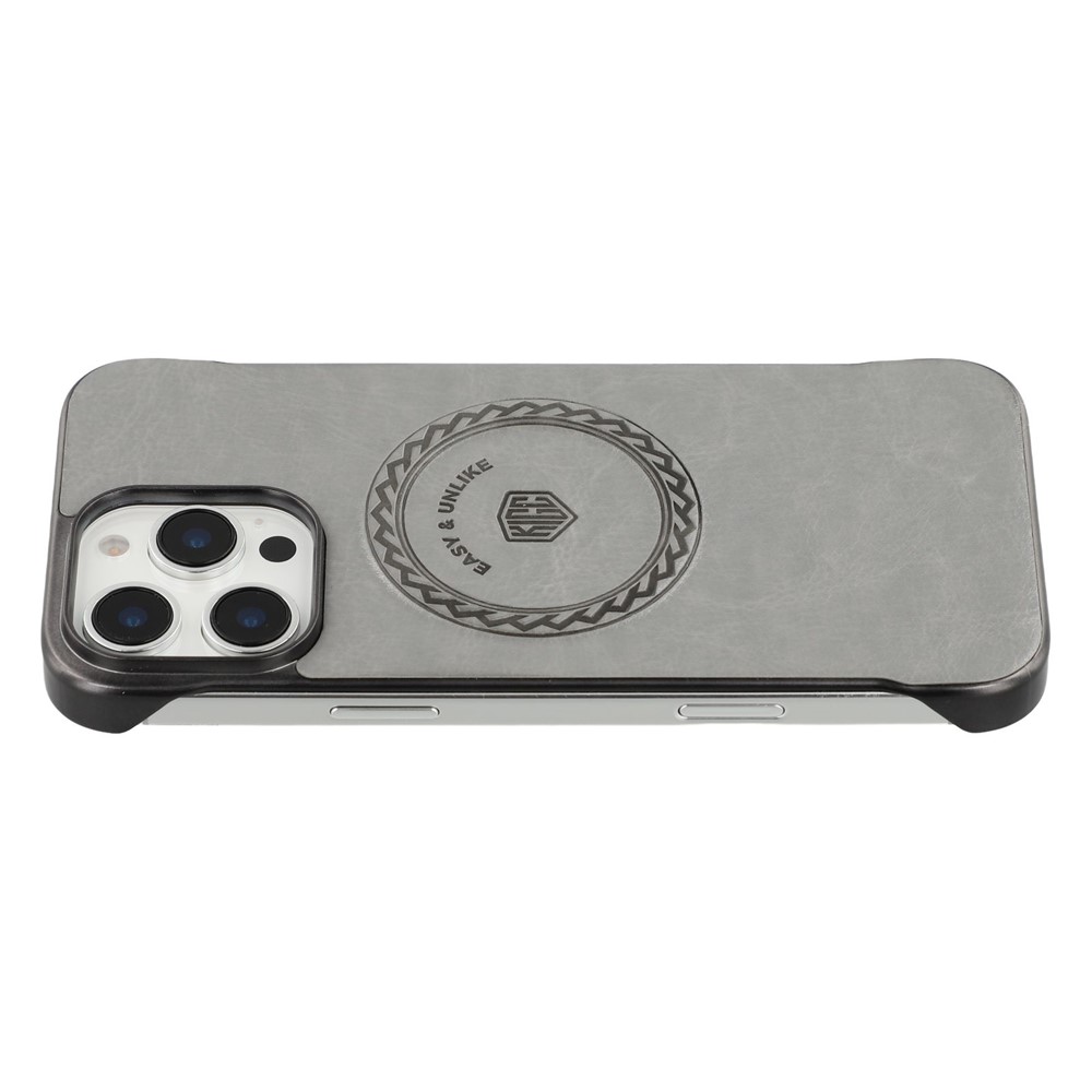 KIGC For iPhone 16 Pro Max Magnetic Case Electroplating PC + PU Phone Back Cover - Grey
