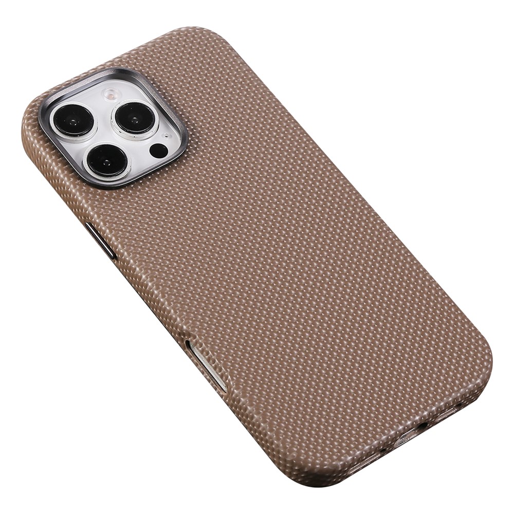 For iPhone 16 Pro Max Magnetic Case Diamond Texture Leather + PC Phone Cover - Brown