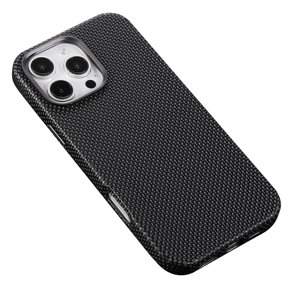 For iPhone 16 Pro Max Magnetic Case Diamond Texture Leather + PC Phone Cover - Black