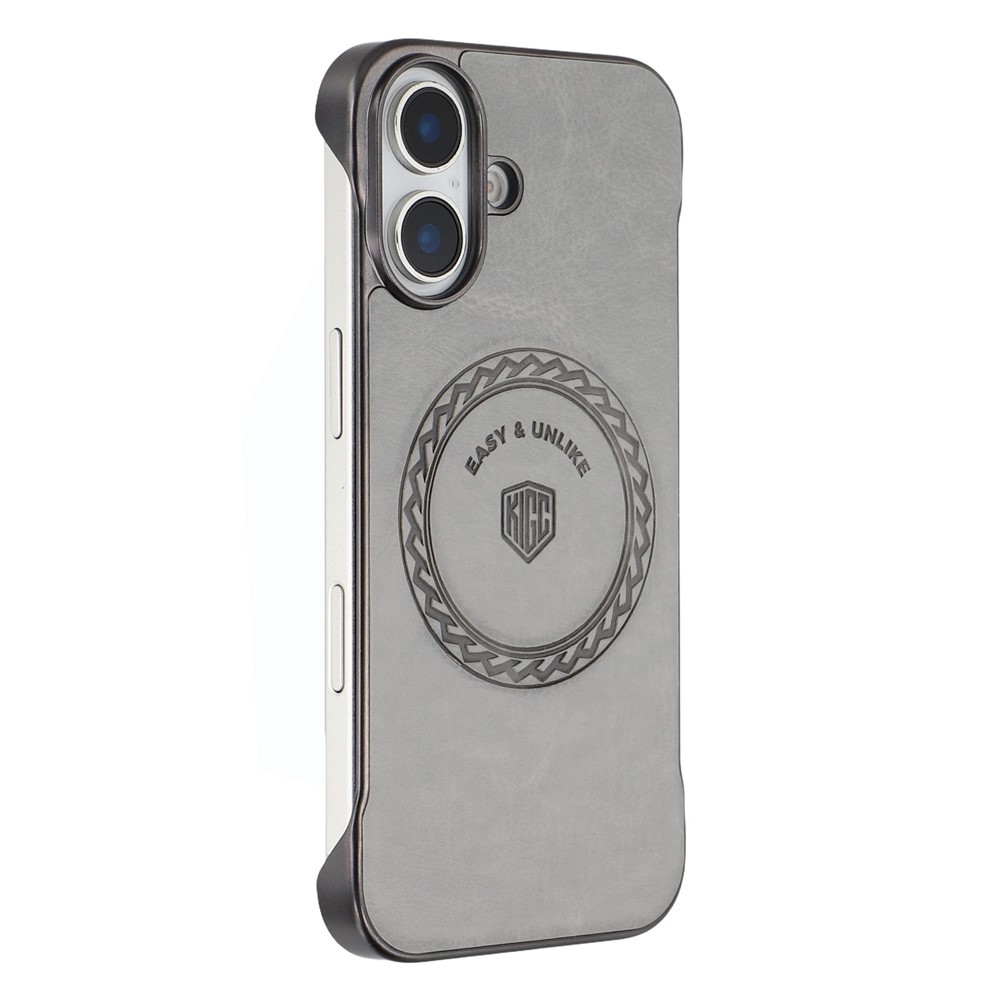 KIGC For iPhone 16 Plus Magnetic Case Electroplating PC + PU Phone Back Cover - Grey