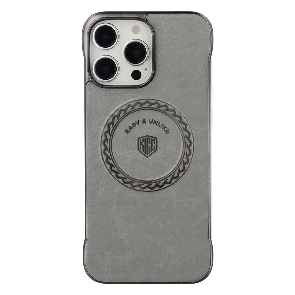 KIGC For iPhone 15 Pro Magnetic Case Electroplating PC + PU Phone Back Cover - Grey