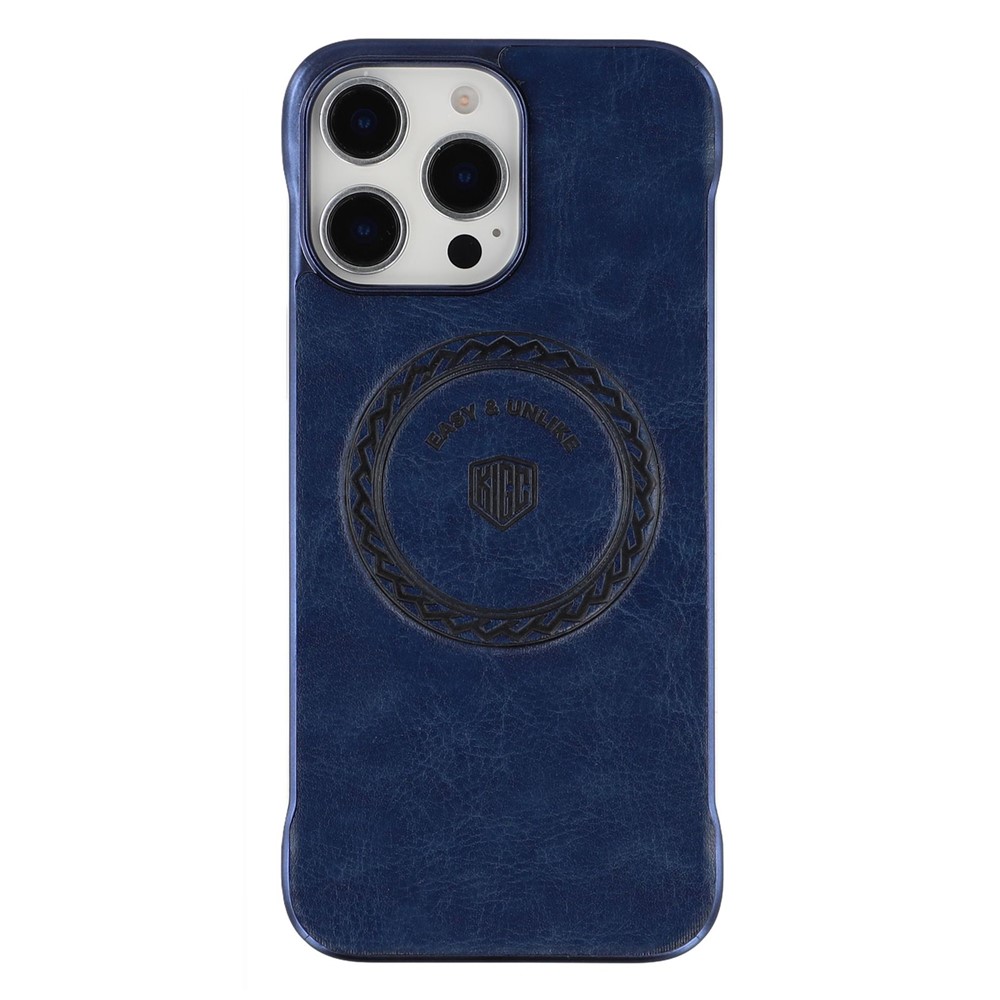 KIGC For iPhone 15 Pro Max Magnetic Case Electroplating PC + PU Phone Back Cover - Blue