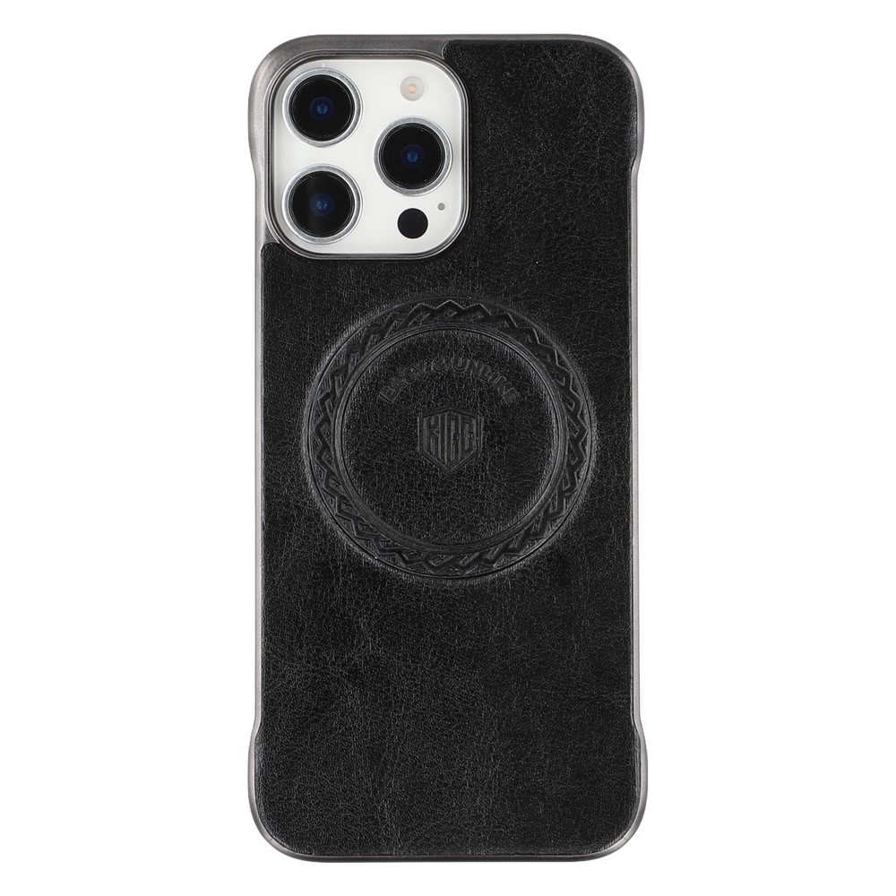 KIGC For iPhone 14 Pro Max Magnetic Case Electroplating PC + PU Phone Back Cover - Black