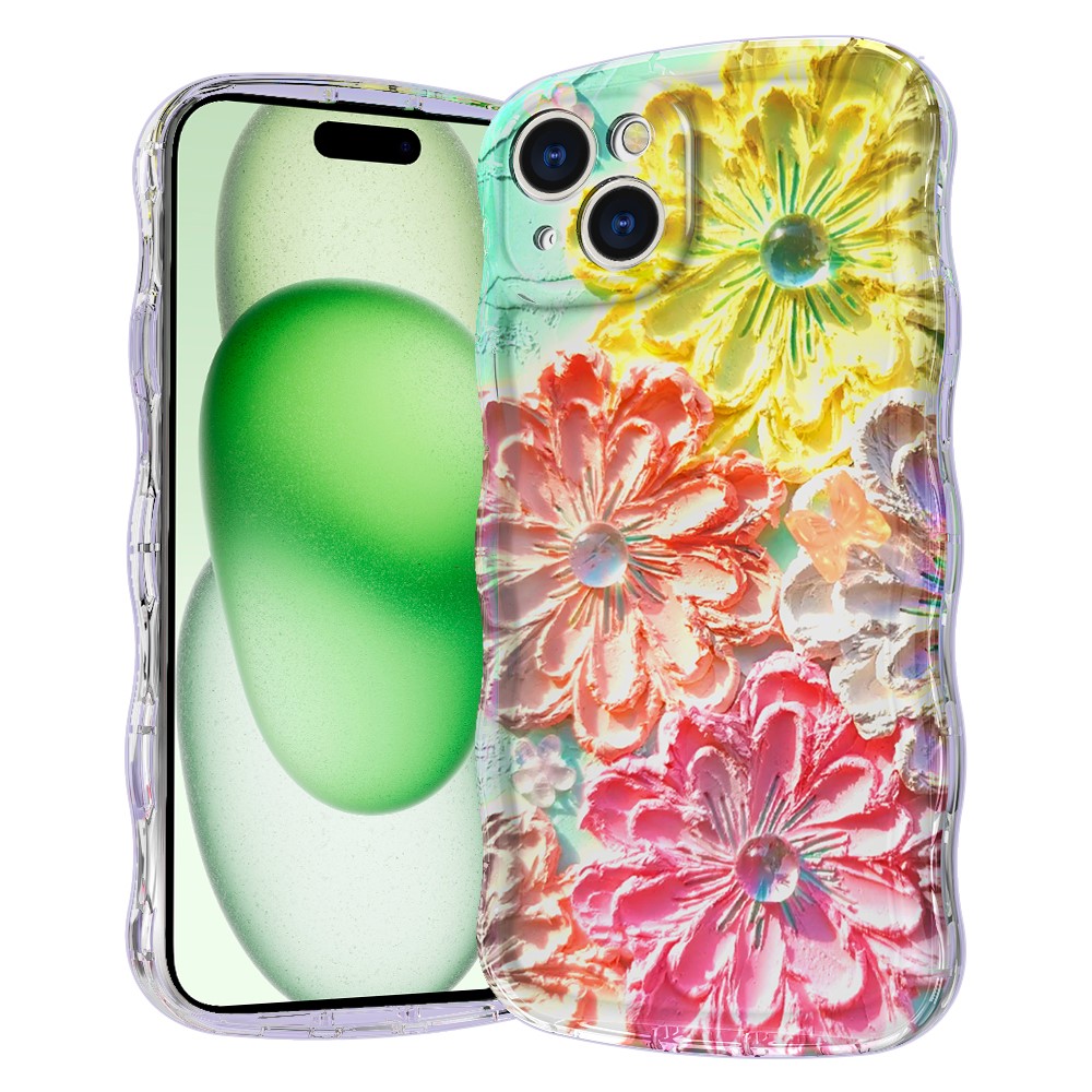 For iPhone 15 Magnetic Case Wave Edge Glitter TPU Phone Back Cover - GWL10223