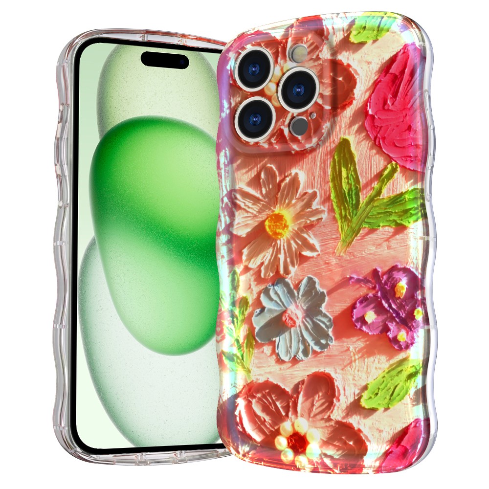 For iPhone 15 Pro Magnetic Case Wave Edge Glitter TPU Phone Back Cover - GWL10224