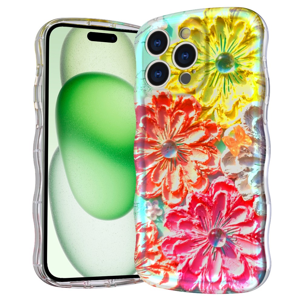 For iPhone 15 Pro Magnetic Case Wave Edge Glitter TPU Phone Back Cover - GWL10223