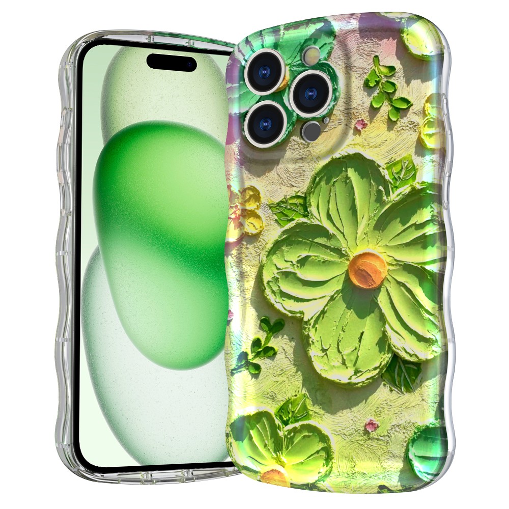 For iPhone 15 Pro Magnetic Case Wave Edge Glitter TPU Phone Back Cover - GWL10221