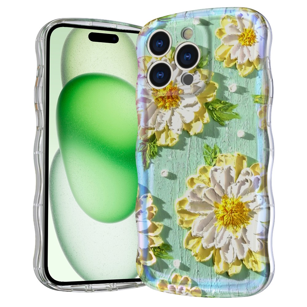 For iPhone 15 Pro Max Magnetic Case Wave Edge Glitter TPU Phone Back Cover - GWL10220