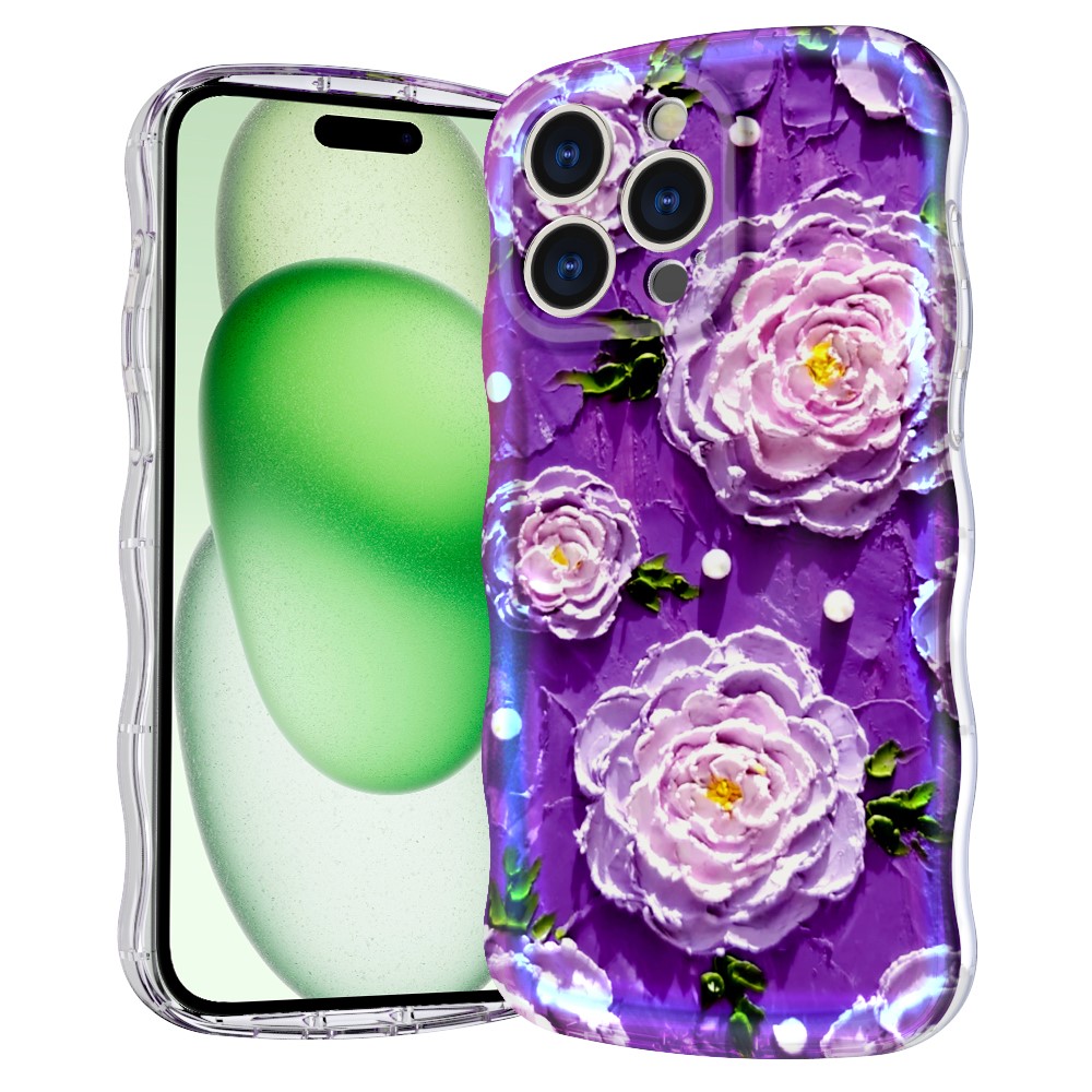 For iPhone 15 Pro Max Magnetic Case Wave Edge Glitter TPU Phone Back Cover - GWL10222