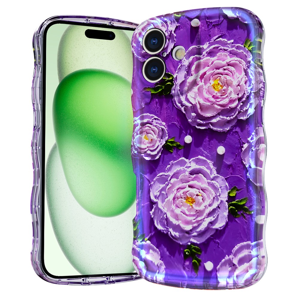 For iPhone 16 Plus Magnetic Case Wave Edge Glitter TPU Phone Back Cover - GWL10222