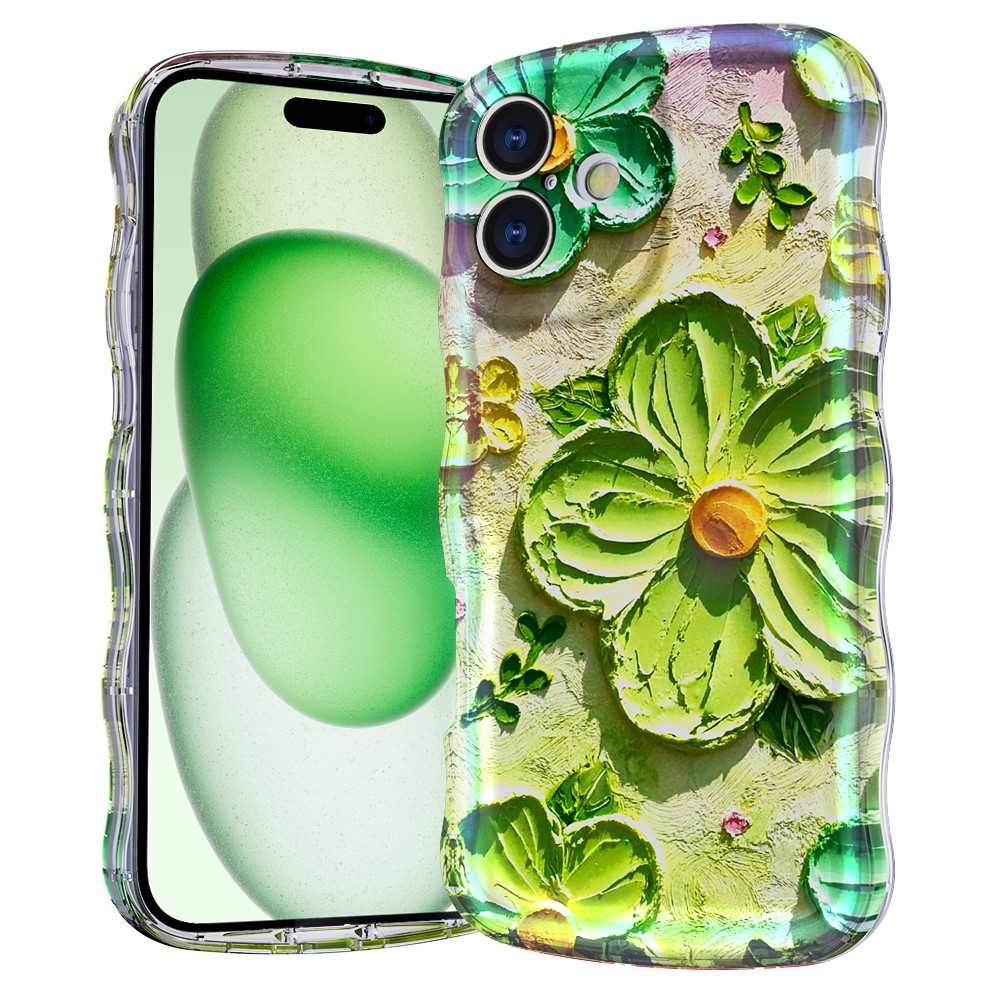 For iPhone 16 Plus Magnetic Case Wave Edge Glitter TPU Phone Back Cover - GWL10221