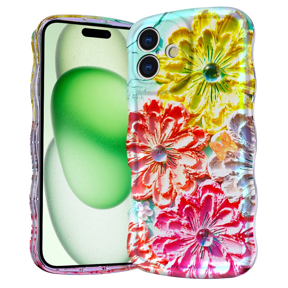 For iPhone 16 Plus Magnetic Case Wave Edge Glitter TPU Phone Back Cover - GWL10223