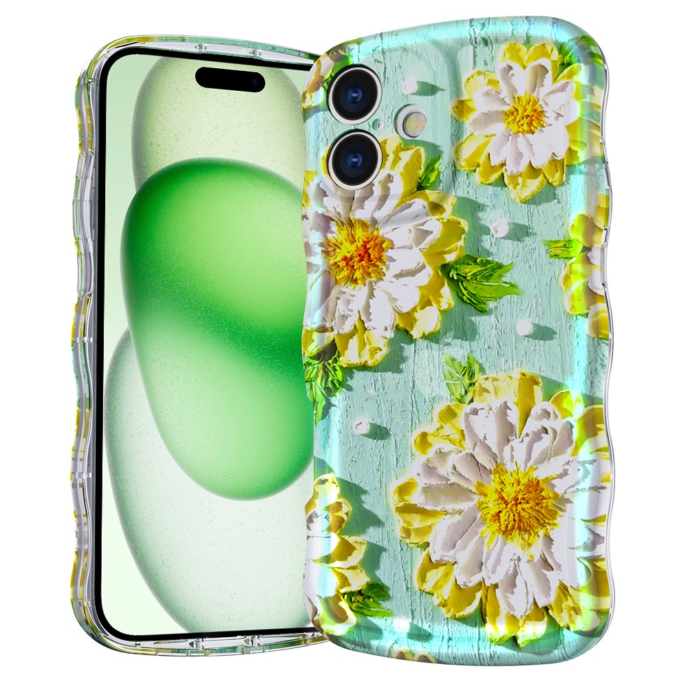 For iPhone 16 Plus Magnetic Case Wave Edge Glitter TPU Phone Back Cover - GWL10220