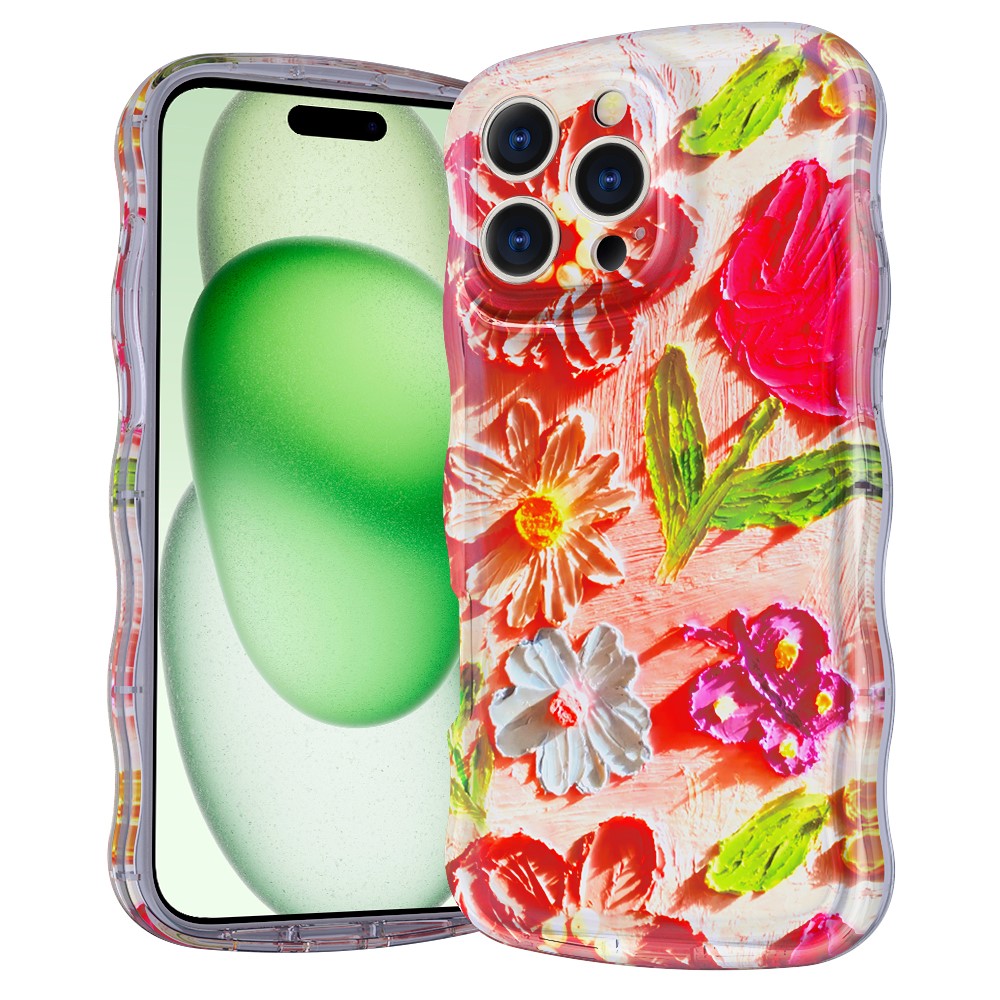 For iPhone 16 Pro Max Magnetic Case Wave Edge Glitter TPU Phone Back Cover - GWL10224