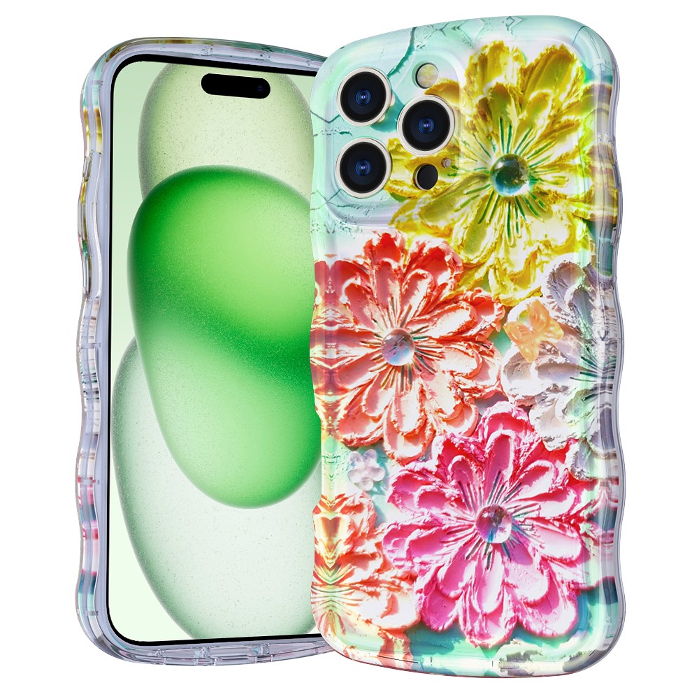 For iPhone 16 Pro Max Magnetic Case Wave Edge Glitter TPU Phone Back Cover - GWL10223