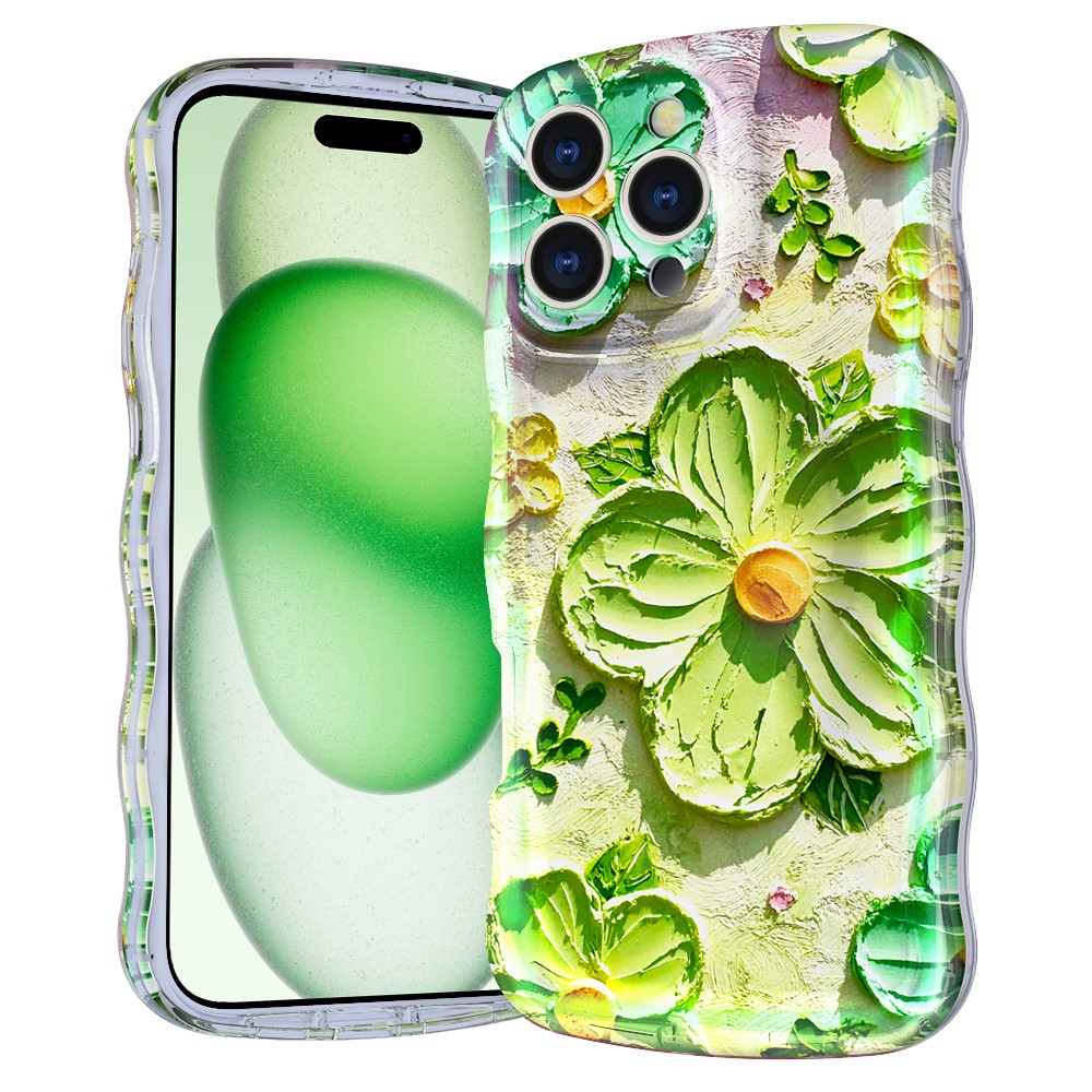 For iPhone 16 Pro Max Magnetic Case Wave Edge Glitter TPU Phone Back Cover - GWL10221