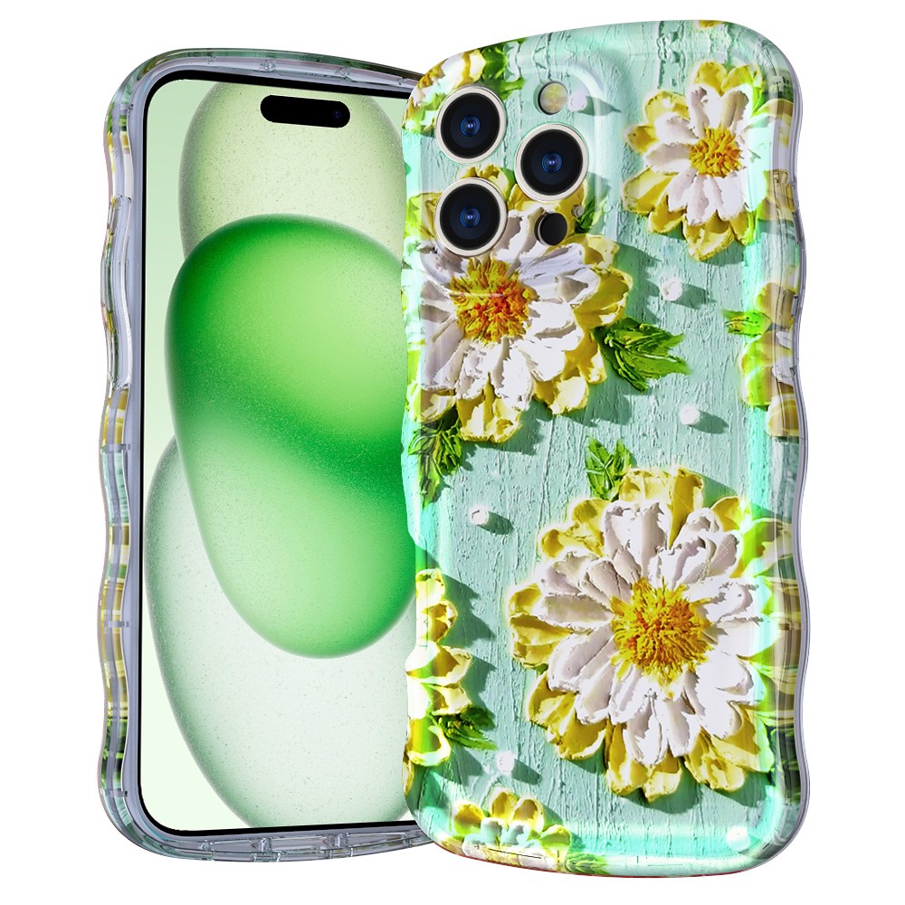 For iPhone 16 Pro Max Magnetic Case Wave Edge Glitter TPU Phone Back Cover - GWL10220