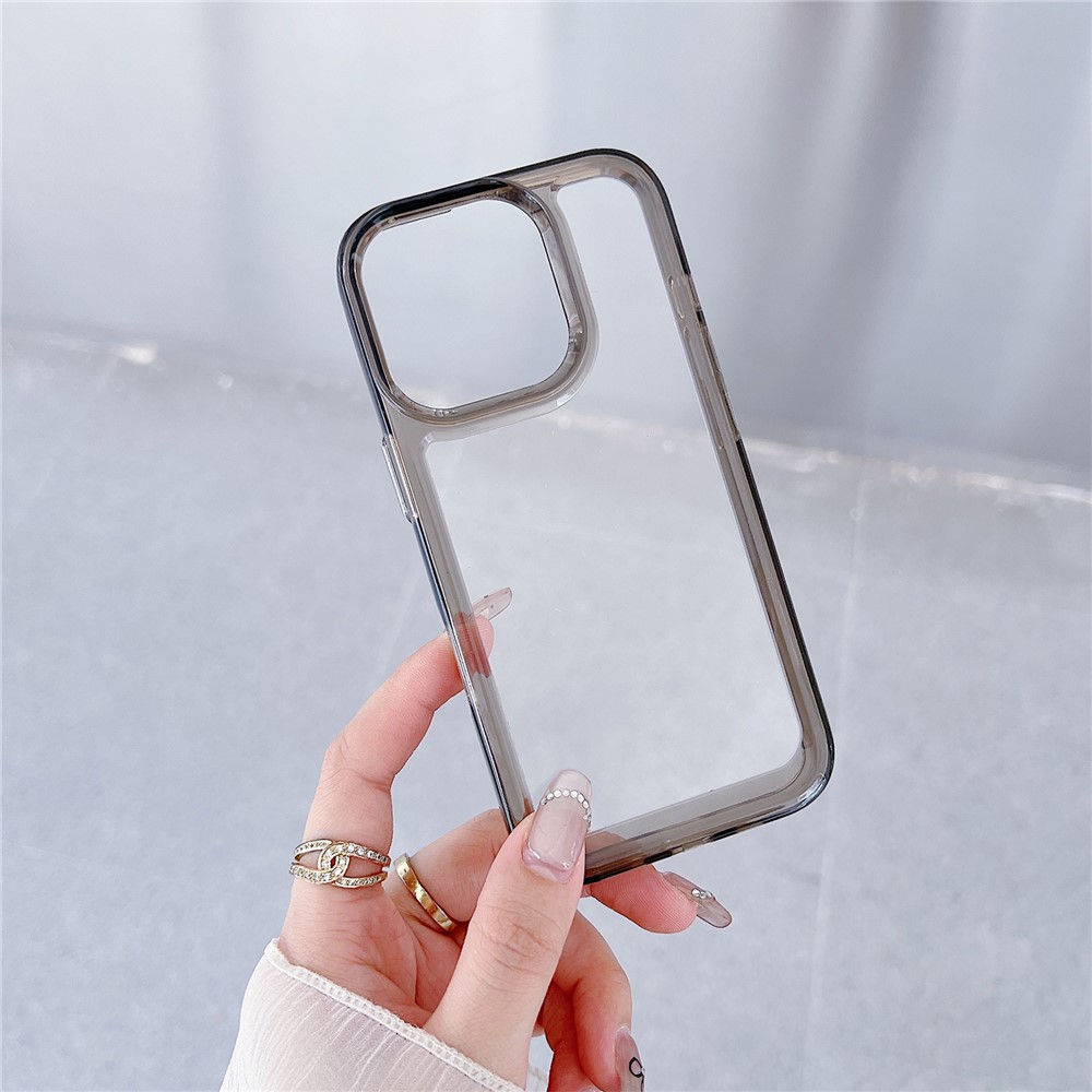 For iPhone 15 Pro Max Cell Phone Case TPU+PC 2.0mm Anti-Scratch Cover - Grey