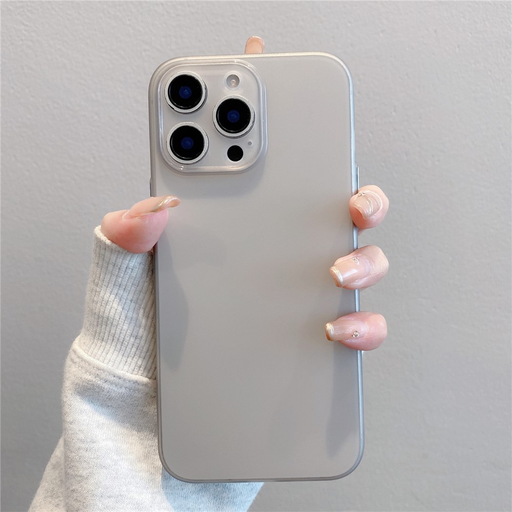 For iPhone 16 Pro Max Case Slim Soft TPU Phone Back Cover with Metal Buttons - Grey