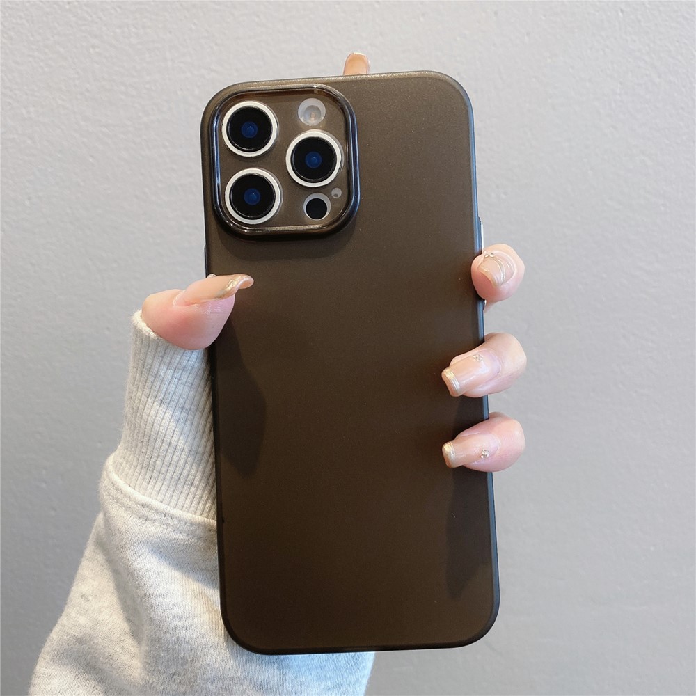 For iPhone 16 Pro Max Case Slim Soft TPU Phone Back Cover with Metal Buttons - Black