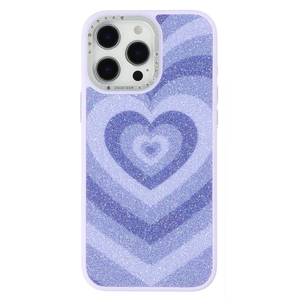 JAUCASE For iPhone 15 Pro Magnetic Case Heart Pattern PU + TPU + PC Phone Back Cover - Purple
