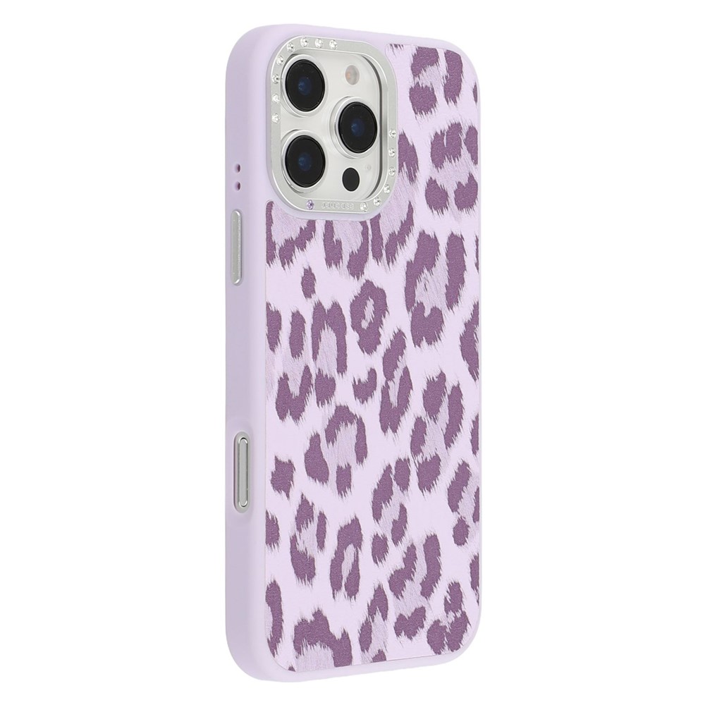 JAUCASE For iPhone 16 Pro Max Magnetic Case Leopard Print PU + TPU + PC Phone Back Cover - Purple