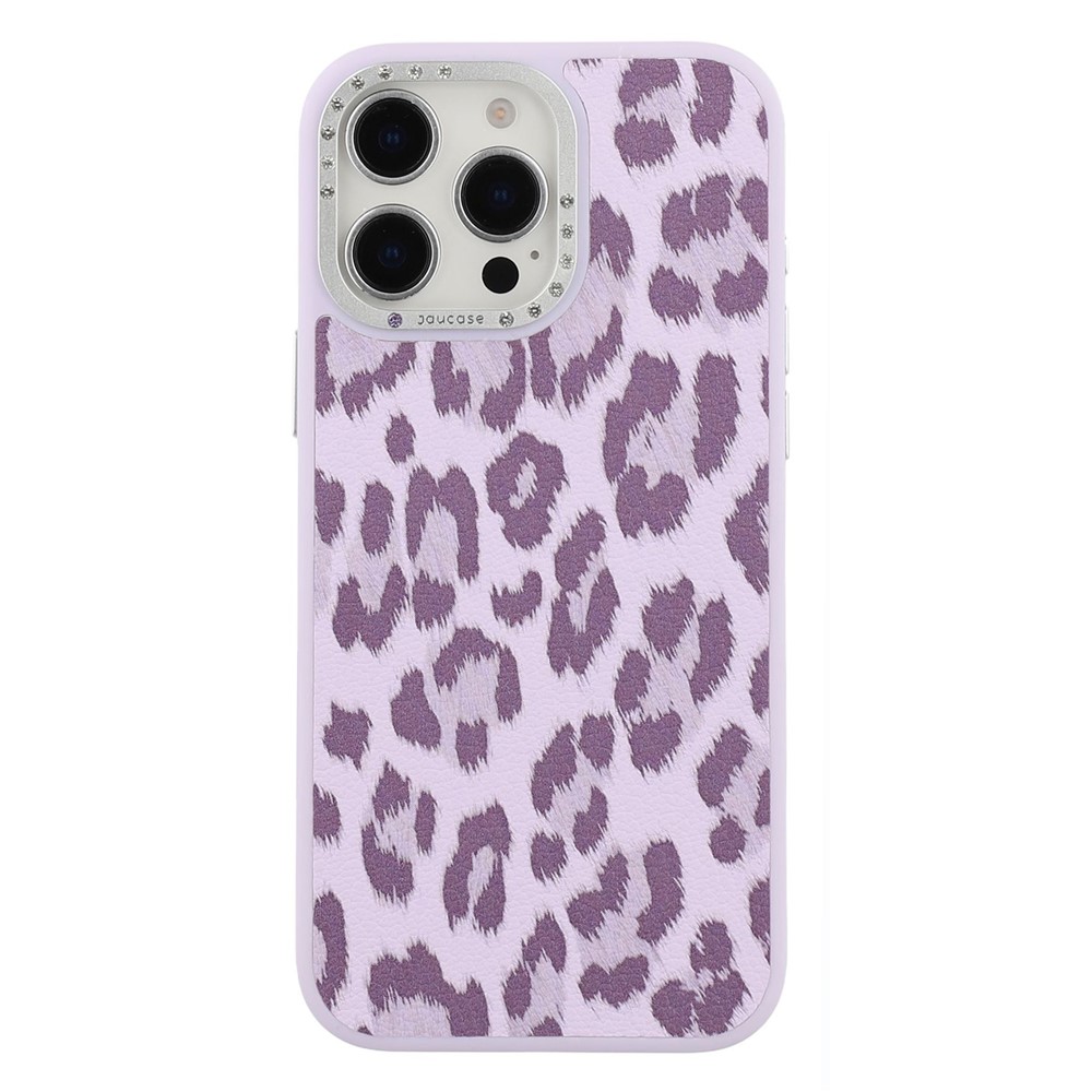 JAUCASE For iPhone 15 Pro Magnetic Case Leopard Print PU + TPU + PC Phone Back Cover - Purple