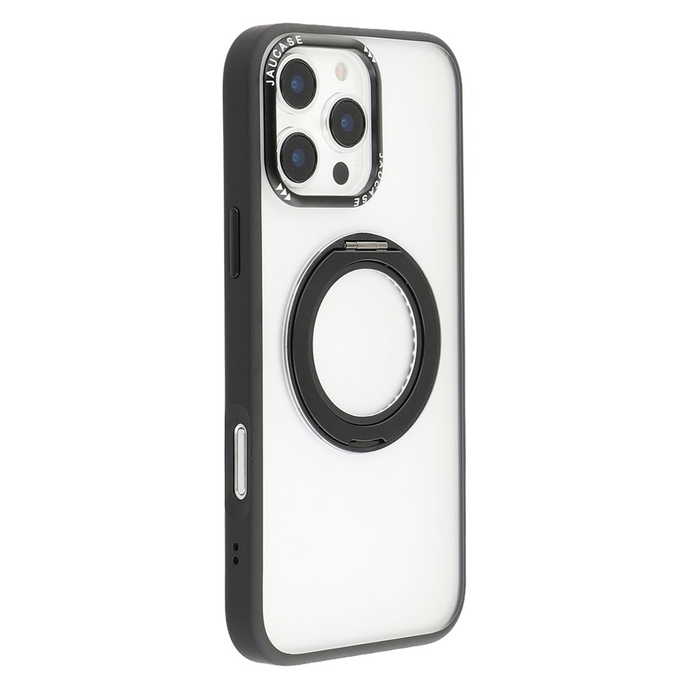 JAUCASE For iPhone 16 Pro Max Magnetic Case with Kickstand TPU + PC Phone Back Cover - Black