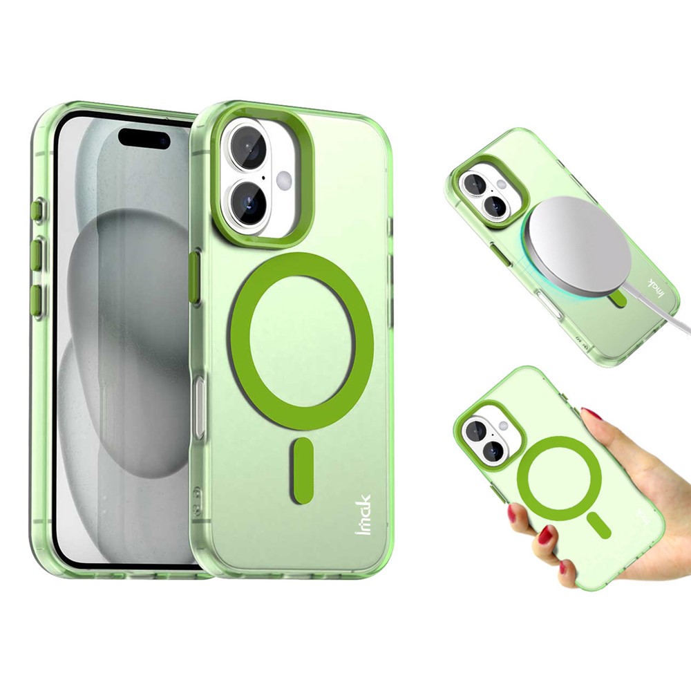 IMAK For iPhone 16 Plus Case Compatible with MagSafe Candy Color Anti Drop TPU + PET Back Cover - Green