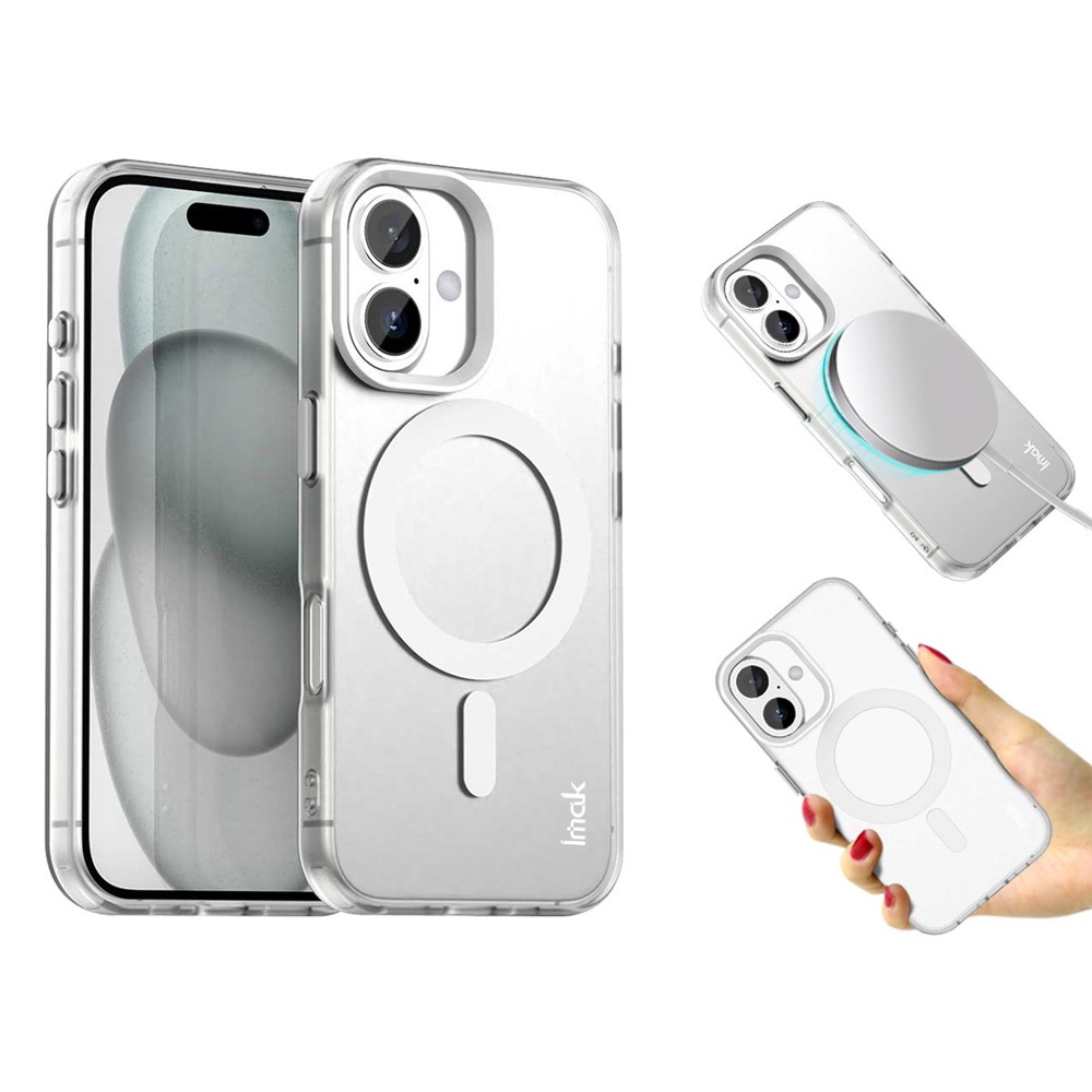 IMAK For iPhone 16 Plus Case Compatible with MagSafe Candy Color Anti Drop TPU + PET Back Cover - White