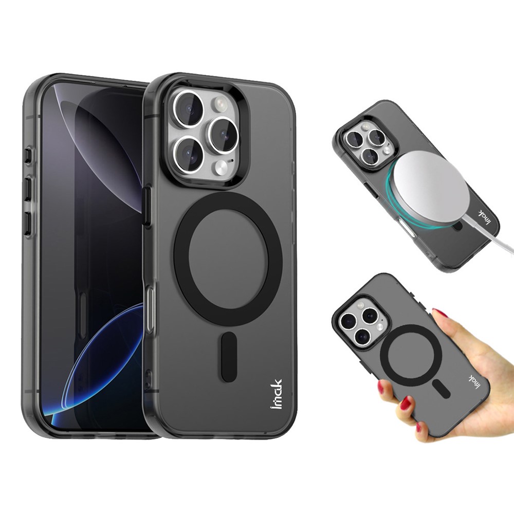 IMAK For iPhone 16 Pro Max Case Compatible with MagSafe Candy Color Anti Drop TPU + PET Back Cover - Black