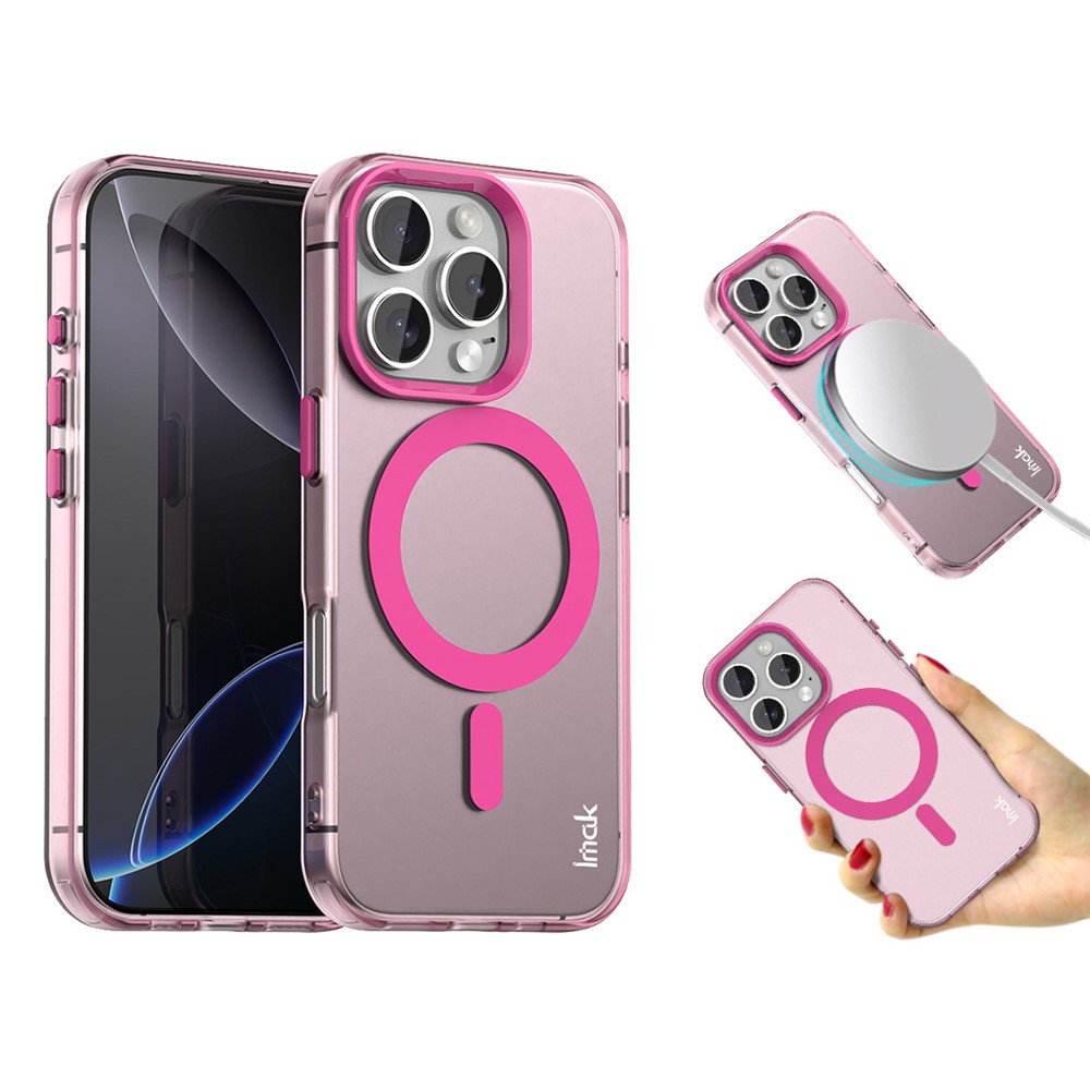 IMAK For iPhone 16 Pro Max Case Compatible with MagSafe Candy Color Anti Drop TPU + PET Back Cover - Red