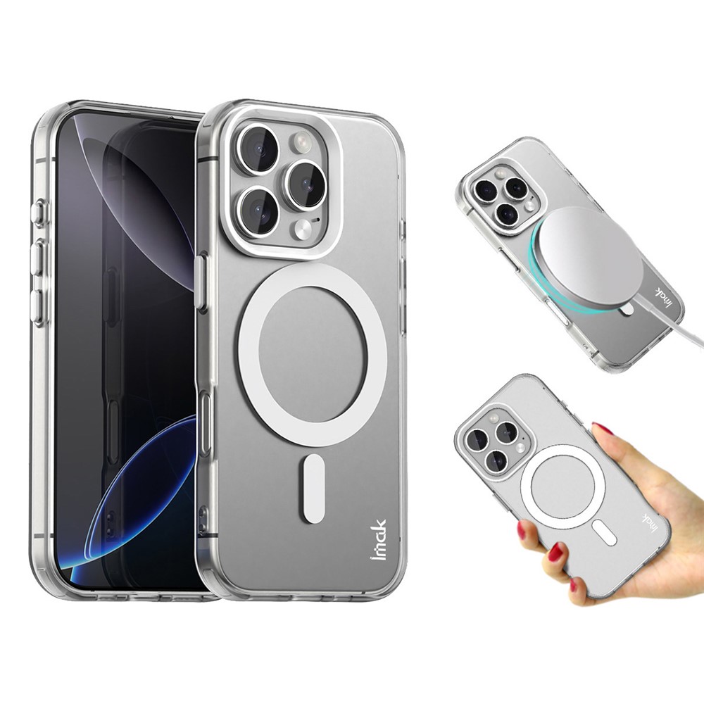IMAK For iPhone 16 Pro Max Case Compatible with MagSafe Candy Color Anti Drop TPU + PET Back Cover - White