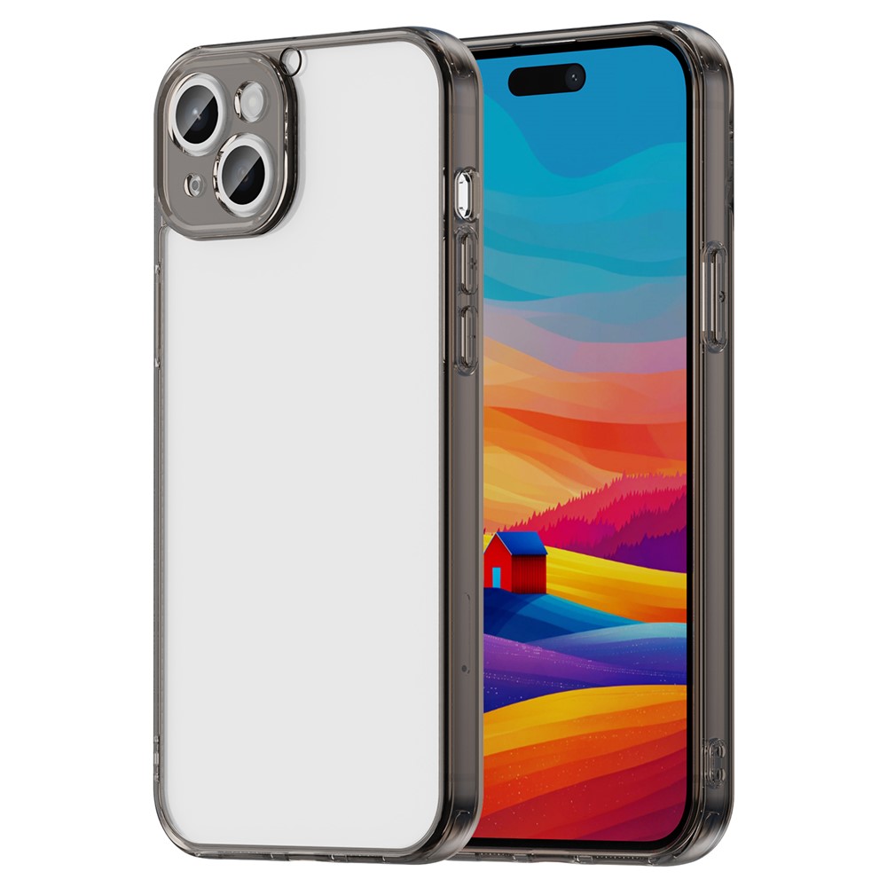 For iPhone 15 Plus Case TPU + Acrylic Phone Back Cover Anti Yellowing - Black