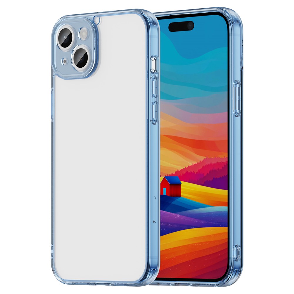 For iPhone 15 Plus Case TPU + Acrylic Phone Back Cover Anti Yellowing - Blue