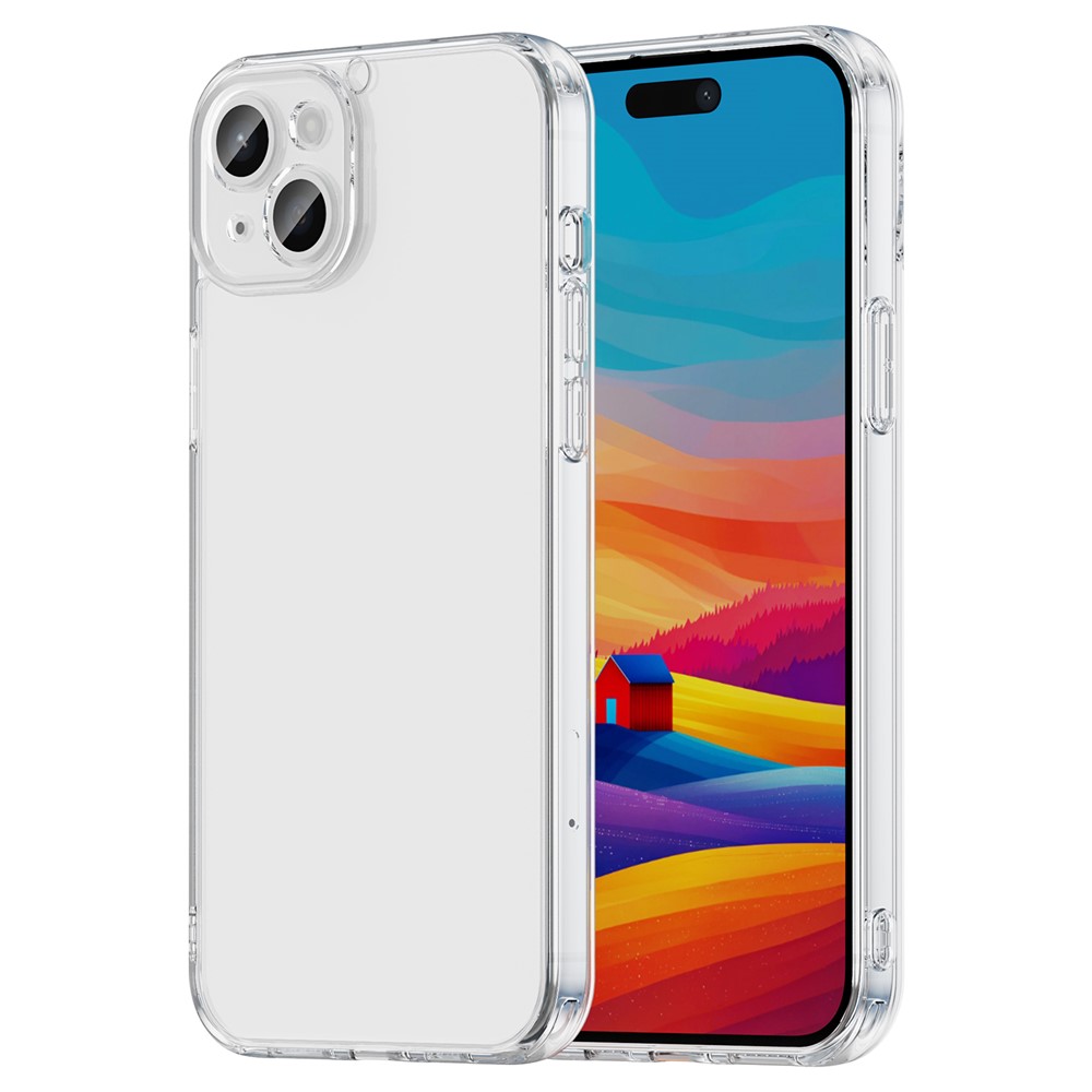 For iPhone 15 Plus Case TPU + Acrylic Phone Back Cover Anti Yellowing - Transparent