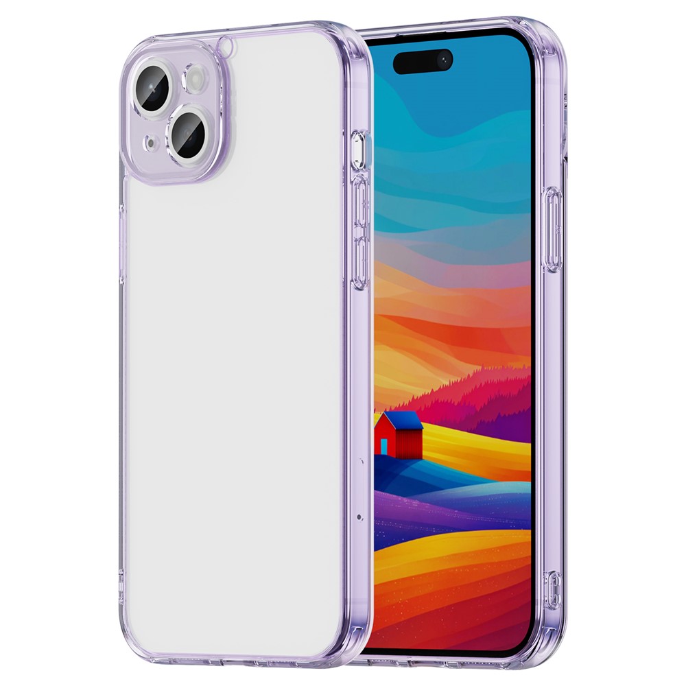 For iPhone 15 Plus Case TPU + Acrylic Phone Back Cover Anti Yellowing - Purple