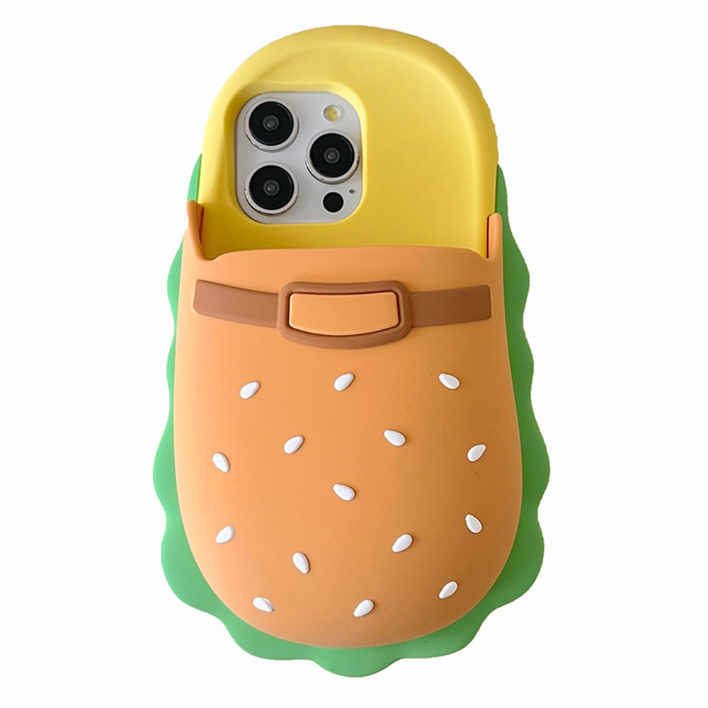 For iPhone 16 Pro Max Silicone Case Cute Hamburger Slipper Design Shockproof Phone Back Cover