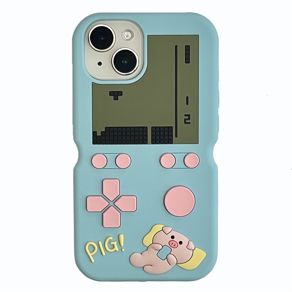 For iPhone 15 Silicone Case Cute Retro Gaming Console Design Shockproof Phone Back Cover