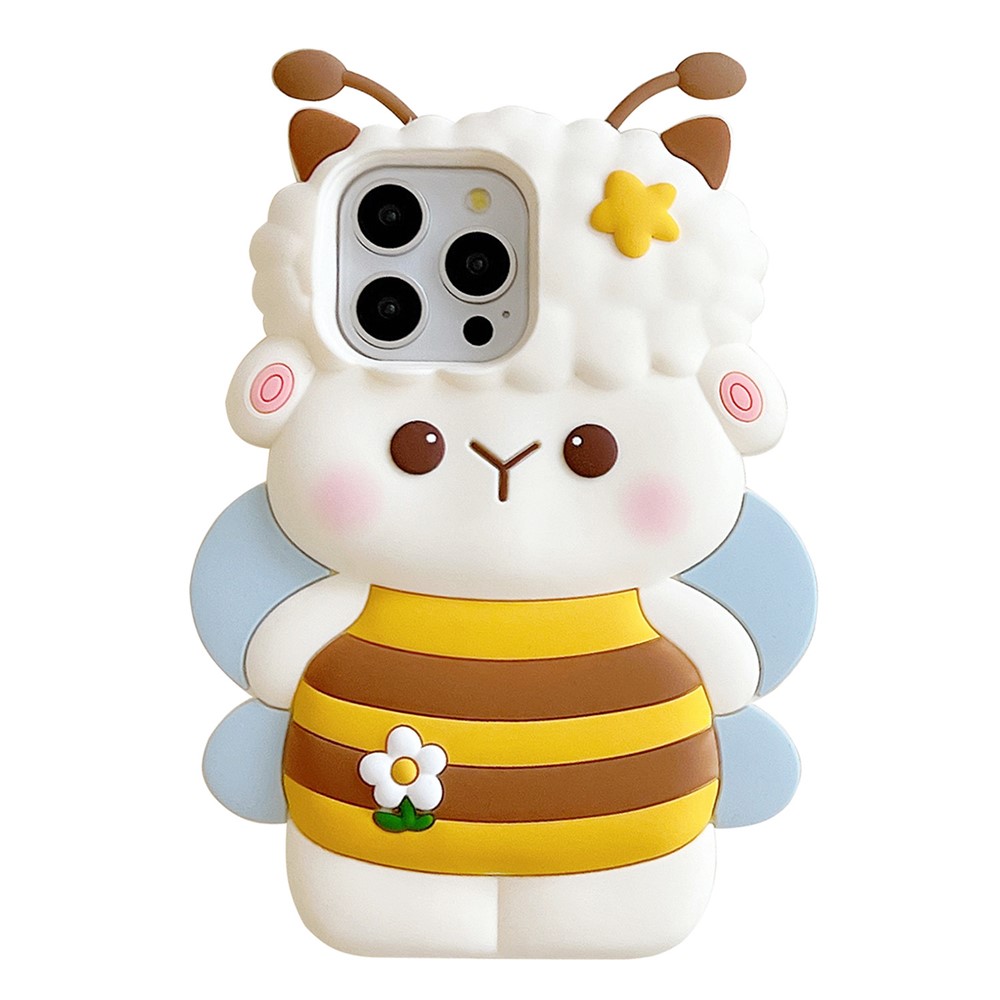 For iPhone 16 Pro Max Silicone Case Bee Sheep Design Shockproof Phone Back Cover